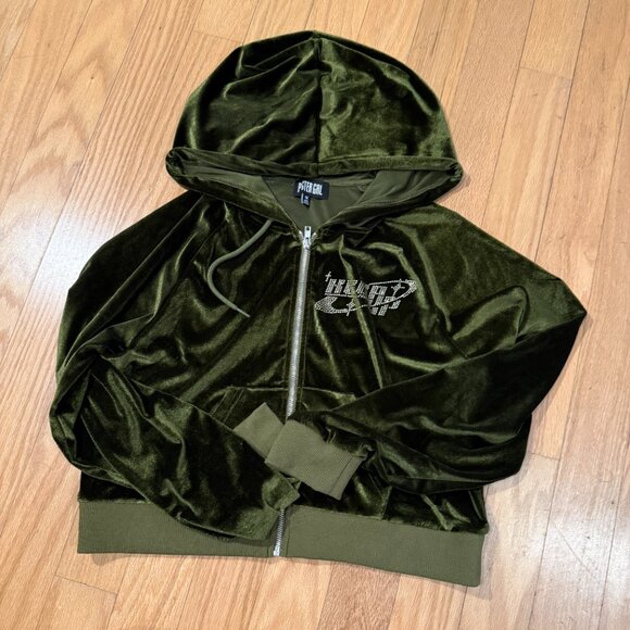 Poster Girl Moss Green Kissed A Girl Velour Skirt Set Women's XL - Picture 9 of 11